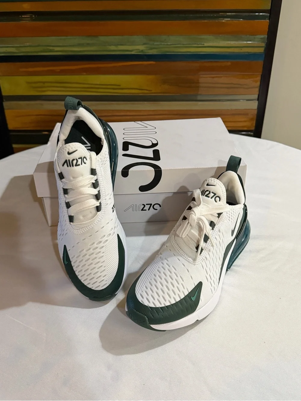 Nike Air Max 270 Bi Coastal Women’s Sneakers - White/ Vintage Green